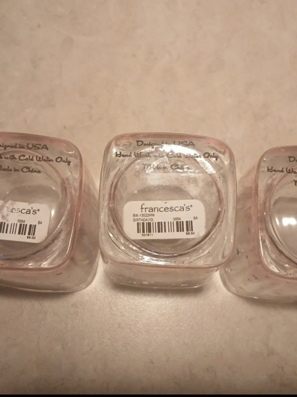 Birthday Girl Pink Glass Votive Holder - Set of 3